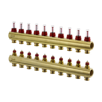 Коллектор 1"х10 выходов c расходомером FHF-10F 3/4" Danfoss 088U0530