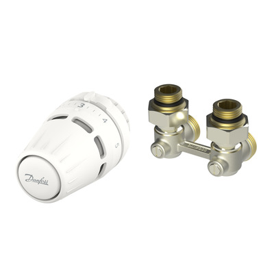 Комплект для радиатора с нижним подключением угловой M30x1.5 Regus RA+RLV-KB 1/2" Danfoss 015G5309
