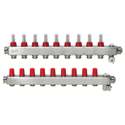 Коллектор 1"х9 выходов c расходомером SSM-9F 3/4" Danfoss 088U0759
