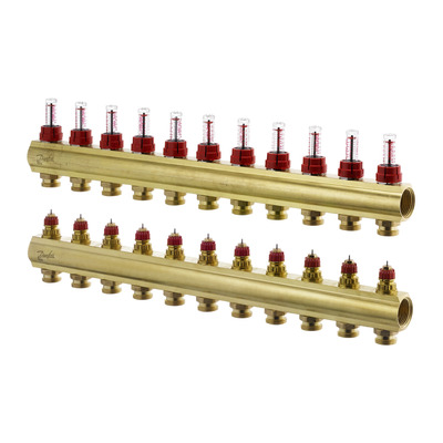 Коллектор 1"х11 выходов c расходомером FHF-11F 3/4" Danfoss 088U0531