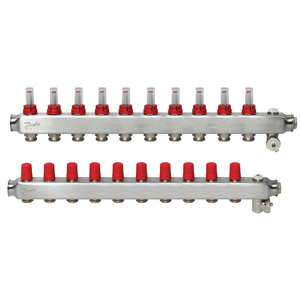 Коллектор 1"х10 выходов c расходомером SSM-10F 3/4" Danfoss 088U0760