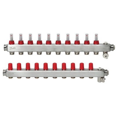 Коллектор 1"х10 выходов c расходомером SSM-10F 3/4" Danfoss 088U0760