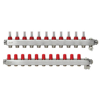 Коллектор 1"х11 выходов c расходомером SSM-11F 3/4" Danfoss 088U0761