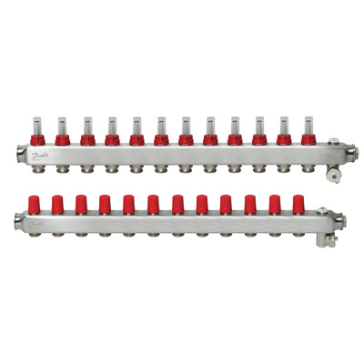 Коллектор 1"х12 выходов c расходомером SSM-12F 3/4" Danfoss 088U0762