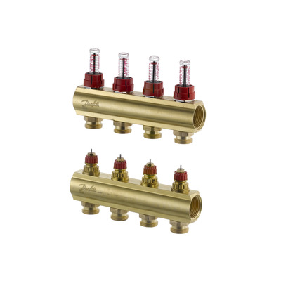 Коллектор 1"х4 выхода c расходомером FHF-4F 3/4" Danfoss 088U0524