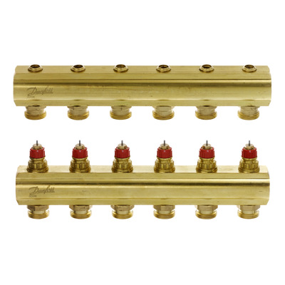 Коллектор 1"х6 выходов без расходомеров FHF-6 3/4" Danfoss 088U0506