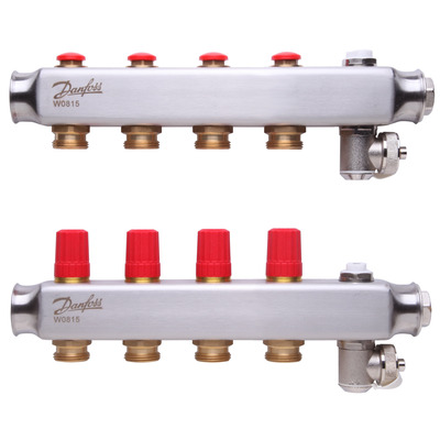Коллектор 1"х4 выхода без расходомеров SSM-4 с термоклапанами 3/4" Danfoss 088U0804