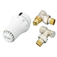 Комплект для радиатора с боковым подключением угловой RAE+RA-FN+RLV 1/2" Danfoss 013G5083