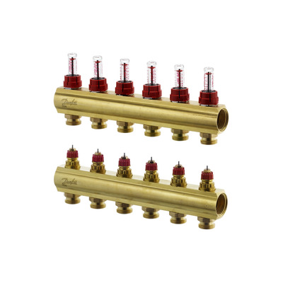 Коллектор 1"х6 выходов c расходомером FHF-6F 3/4" Danfoss 088U0526