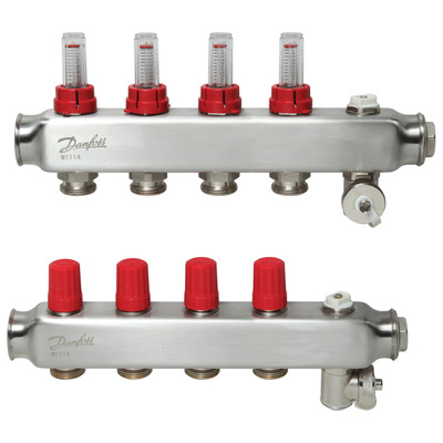 Коллектор 1"х4 выхода c расходомером SSM-4F 3/4" Danfoss 088U0754