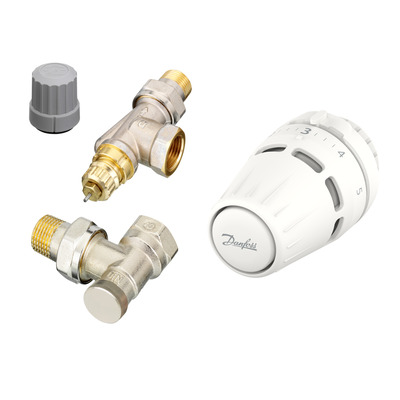 Комплект для радиатора с боковым подключением угловой RA-N+RLV-S 1/2" Danfoss 015G5311