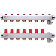 Коллектор 1"х7 выходов без расходомеров SSM-7 с термоклапанами 3/4" Danfoss 088U0807