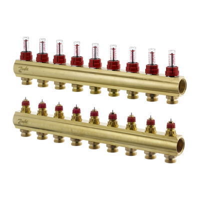 Коллектор 1"х9 выходов c расходомером FHF-9F 3/4" Danfoss 088U0529