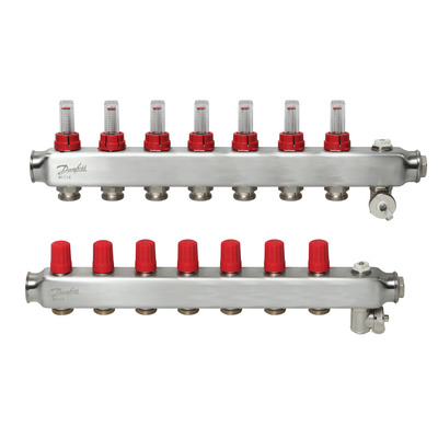 Колектор 1"х7 виходів c витратоміром SSM-7F 3/4" Danfoss 088U0757