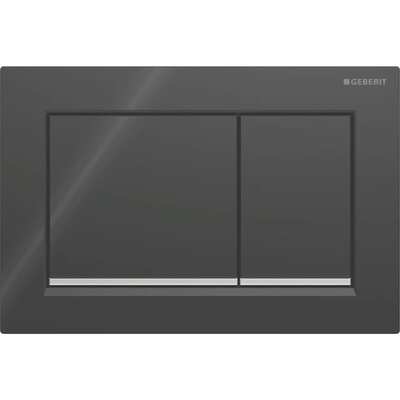 Смывная клавиша Geberit Omega20 для двойного смыва Square черный/глянцевый хром 115.080.KM.1