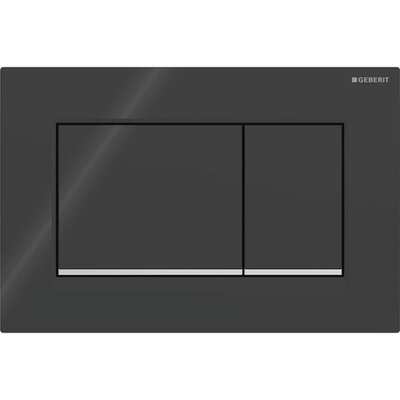 Смывная клавиша Geberit Sigma20 (ex Sigma30) для двойного смыва Square черный/глянцевый хром (115.883.KM.1)