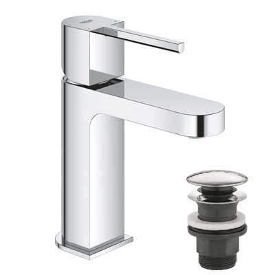 Смеситель однорычажный Grohe Plus для раковины, S-Size + нажимной донный клапан (33163003)