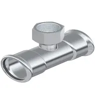 Пресс-фитинг из нержавеющей стали-тройник ВН (2 муфты) AISI 316L 28x1" Isotubi F122816