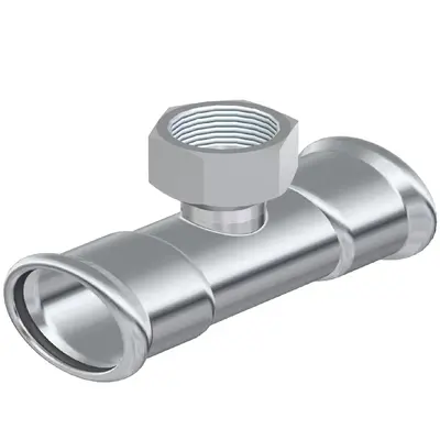 Пресс-фитинг из нержавеющей стали-тройник ВН (2 муфты) AISI 316L 54x3/4" Isotubi F12543/46