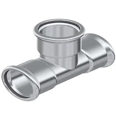Пресс-фитинг из нержавеющей стали-тройник (3 муфты) AISI 316L 28 мм Isotubi F16286