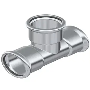 Пресс-фитинг из нержавеющей стали-тройник (3 муфты) AISI 316L 42 мм Isotubi F16426