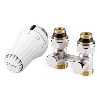 Комплект для радиатора с нижним подключением прямой 1/2" Danfoss RAE-K+RLV-KS