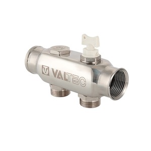 Коллектор нерж Valtec с межосевым расстоянием выходов 50 мм 1"х6 вых 3/4" евроконус VTc.505.SS.060506